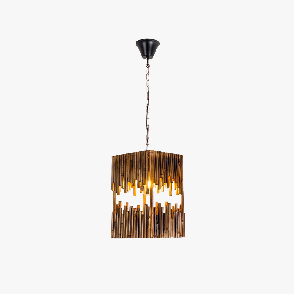 Austin Retro Rectangular Metal/Wood Pendant Light - Lumpaz