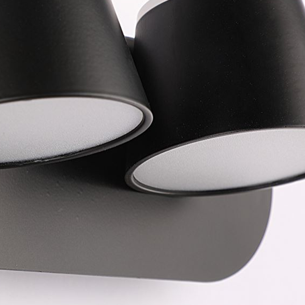 Cooley Modern Cylindrical Metal Mirror Front Wall Lamp, Black - Lumpaz