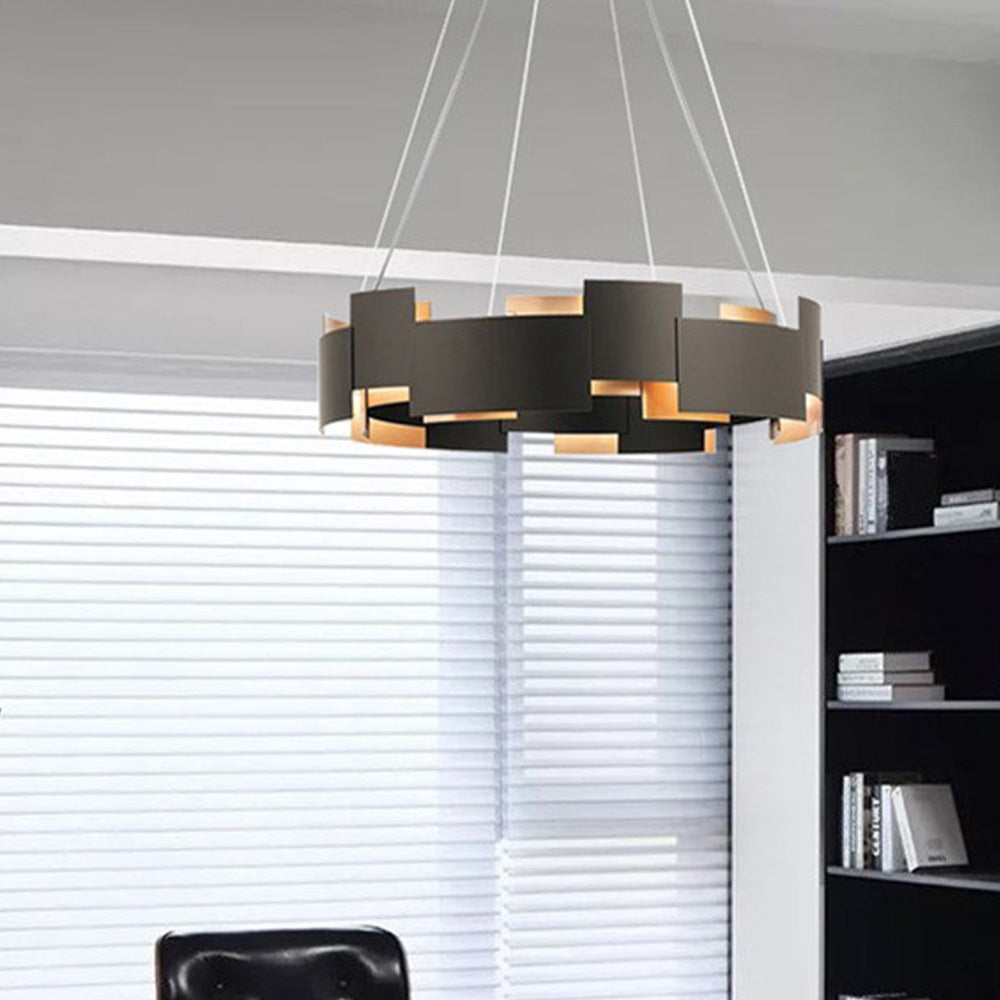 Evette Modern Ring Metal Pendant Lamp, Black - Lumpaz
