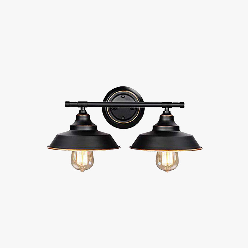Alessio Retro Bowl-shaped Cast Metal Wall Lamp, Black - Lumpaz