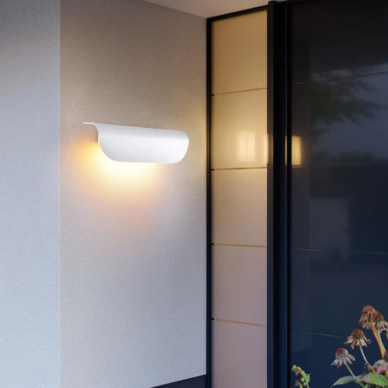 Orr Modern Outdoor Wall Lighting, Waterproof, Curved, Black & White - Lumpaz