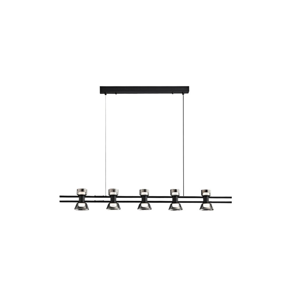 Evette Modern Linear Linear Metal Pendant Lamp, Black/Golden - Lumpaz
