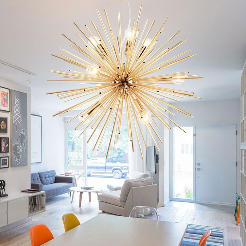 Lowry Modern Art Deco Sputnik Gold Pendant Light, Metal - Lumpaz