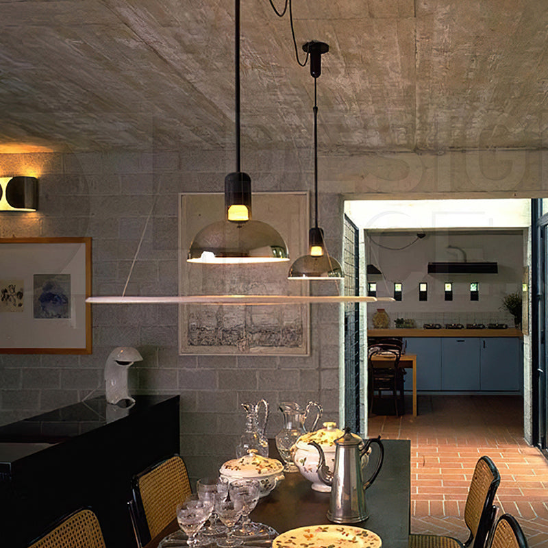 Levi Modern Minimalist Nordic Bell Metal/Acrylic Pendant Light, Chrome/Black - Lumpaz