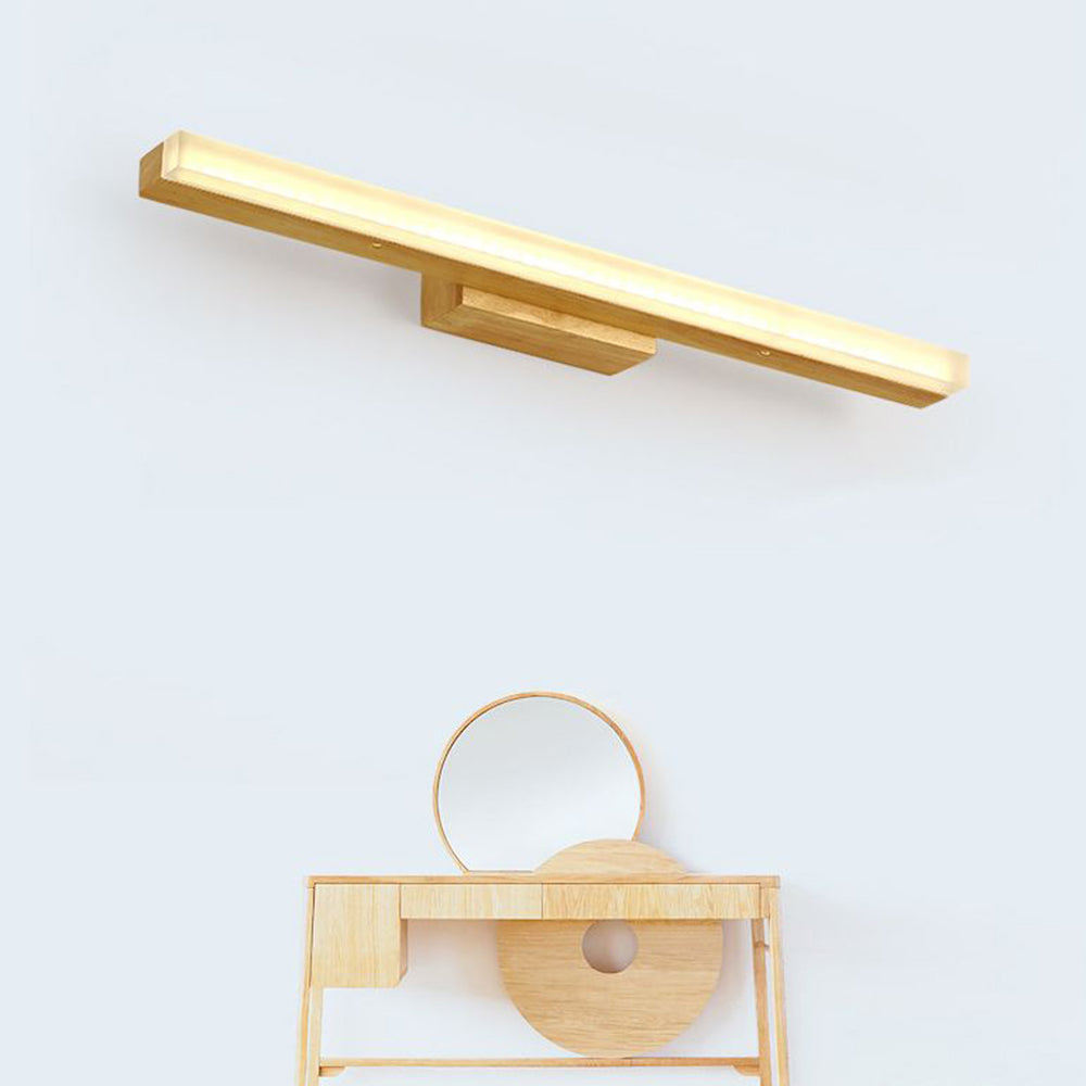 Leigh Modern Linear Wood/Acrylic Wall Lamp, Bathroom, Vanity Mirror Front - Lumpaz