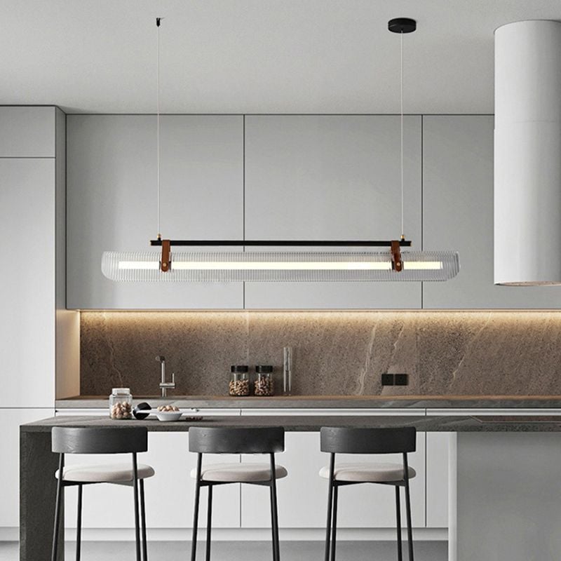 Edge Pendant Light Linear Modern, Acrylic/Metal, Black/Gold, Study - Lumpaz