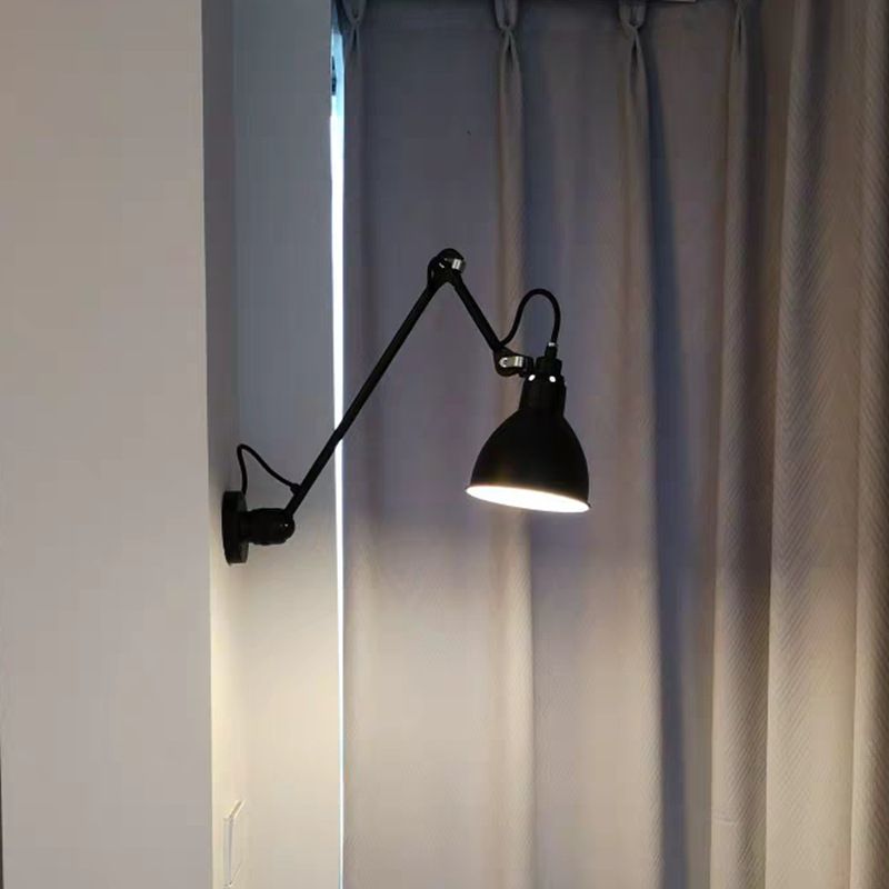 Brady Minimalist Adjustable Wall Lamp, Metal, Black, Living Room - Lumpaz