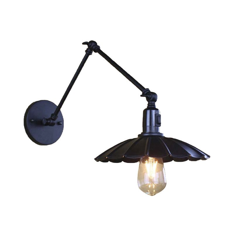 Brady Wall Lamp Creative Pleated Adjustable Metal, Black, Bedroom - Lumpaz