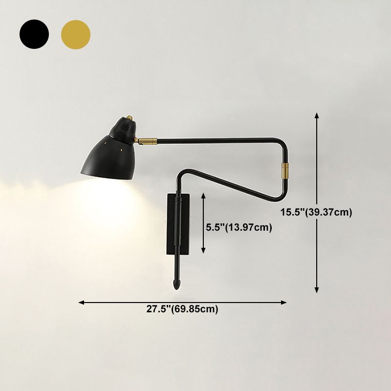 Freja Wall Lamp Modern, Metal Adjustable, Black/Gold, Study - Lumpaz