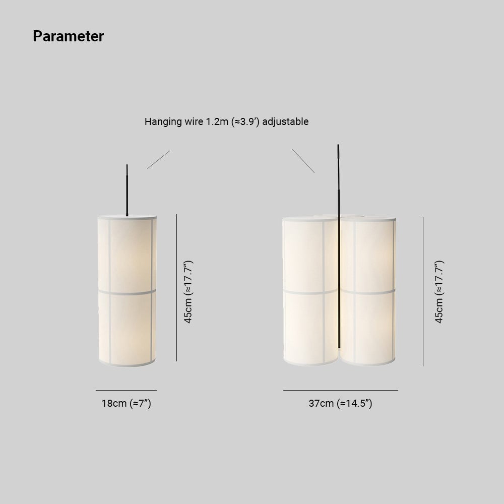 Renée Cylinder Pendant Light, Lantern, Fabric, Japanese - Lumpaz