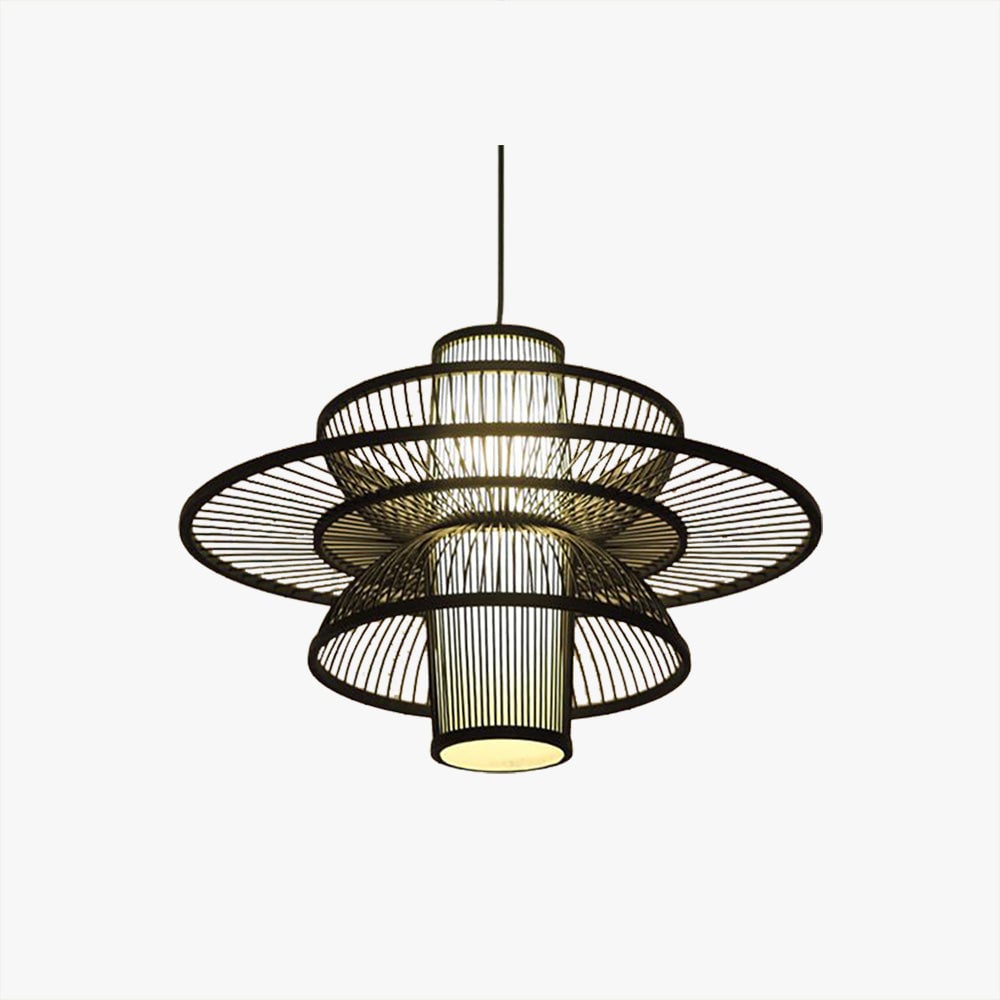 Muto Lotus-Shaped Rattan Pendant Light, 16"/19.5"/23.5" - Lumpaz