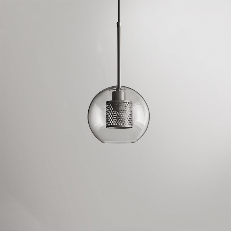 Oneal Contemporary Golden Pendant Light, Metal/Glass, Globe/Cylindric - Lumpaz