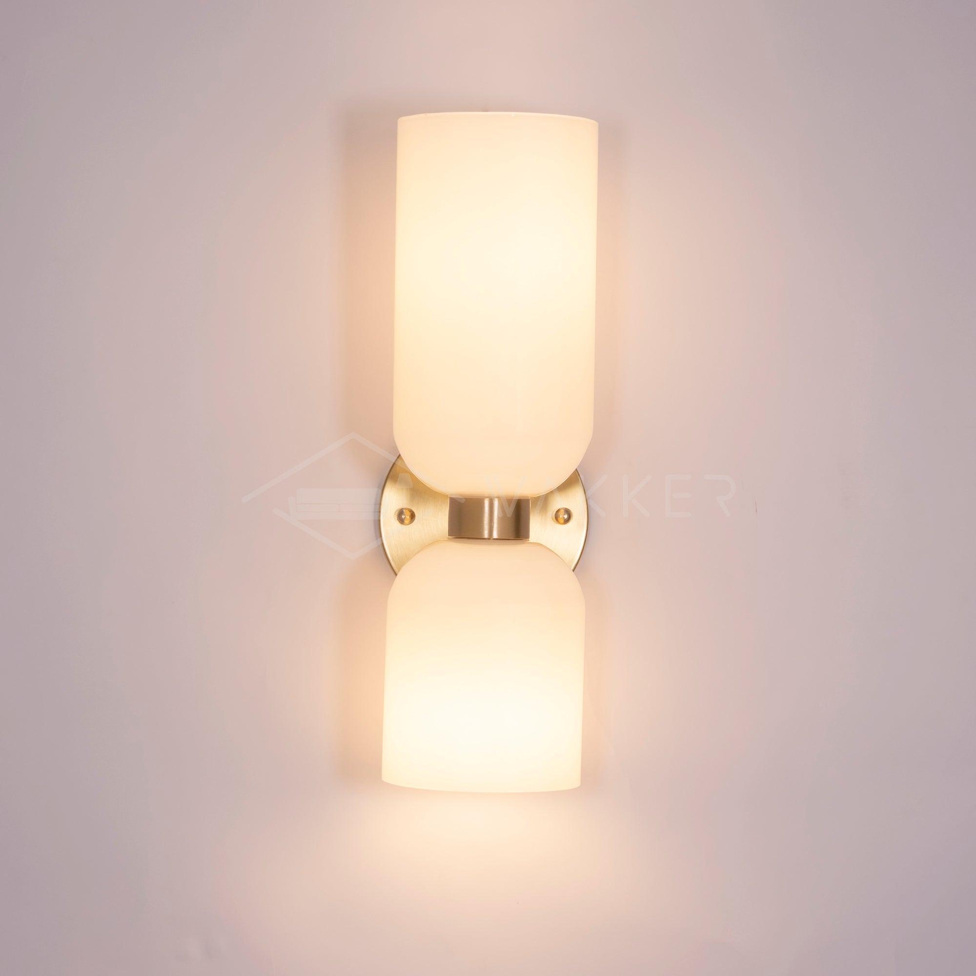 Meza Wall Lamp Simple Double-head, White/Blue/Gray/Chrome, Bedroom - Lumpaz