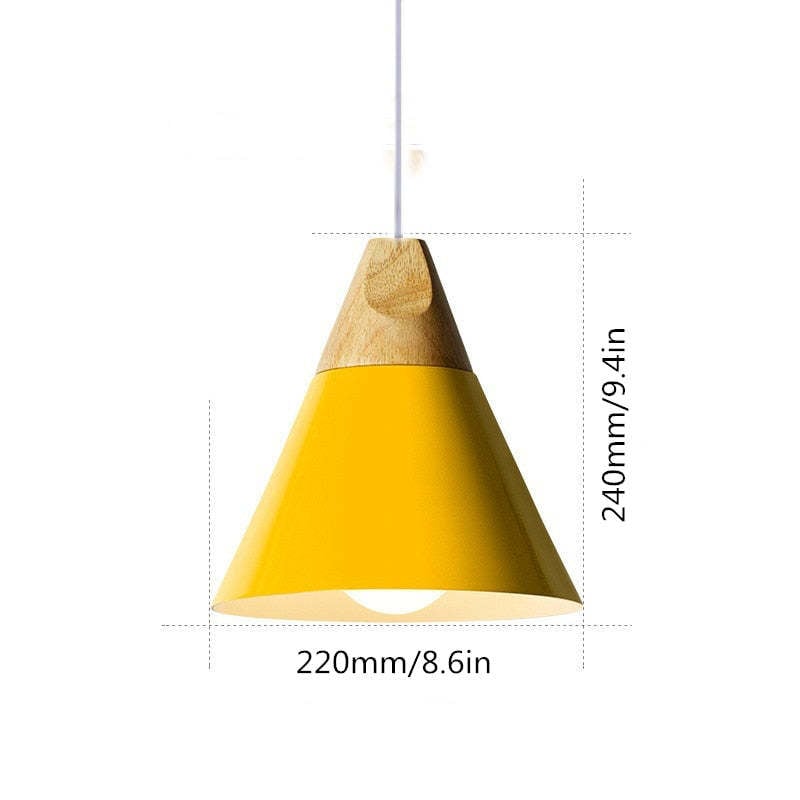 Morandi Multi-Shaped Wood And Metal Pendant Light, 6 Colors - Lumpaz
