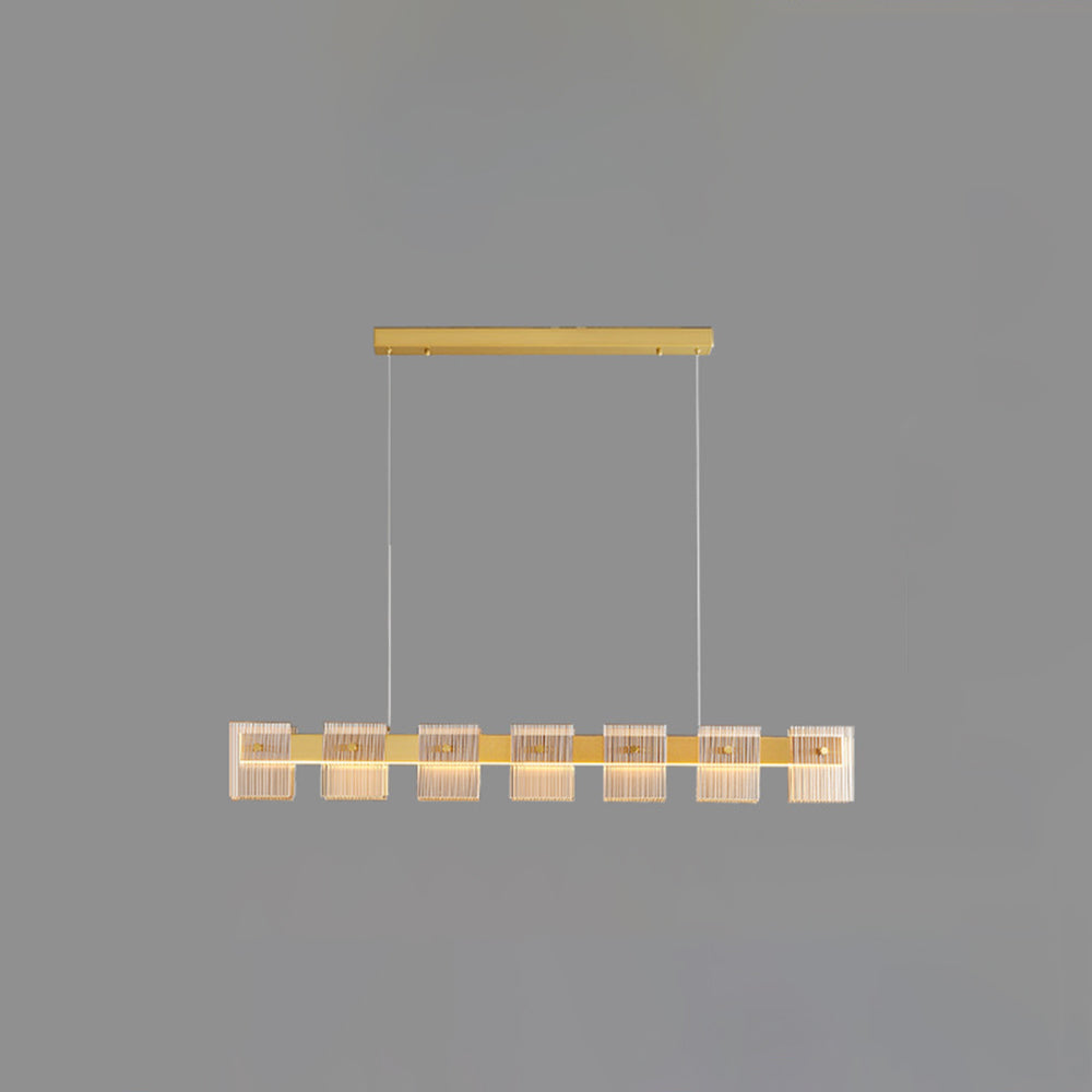 Evette Modern Minimalist Rectangular Metal And Glass Pendant Light,Gold - Lumpaz