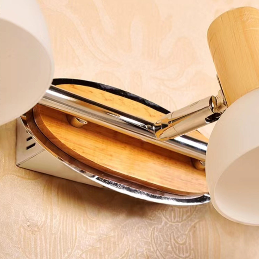 Ozawa Multi Dome Mirror Front Wooden Vanity Wall Lamp, Log Color - Lumpaz