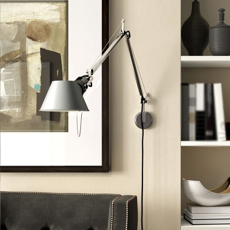 Brady Wall Lamp Dome Modern, Metal Adjustable, Silver, Living Room - Lumpaz