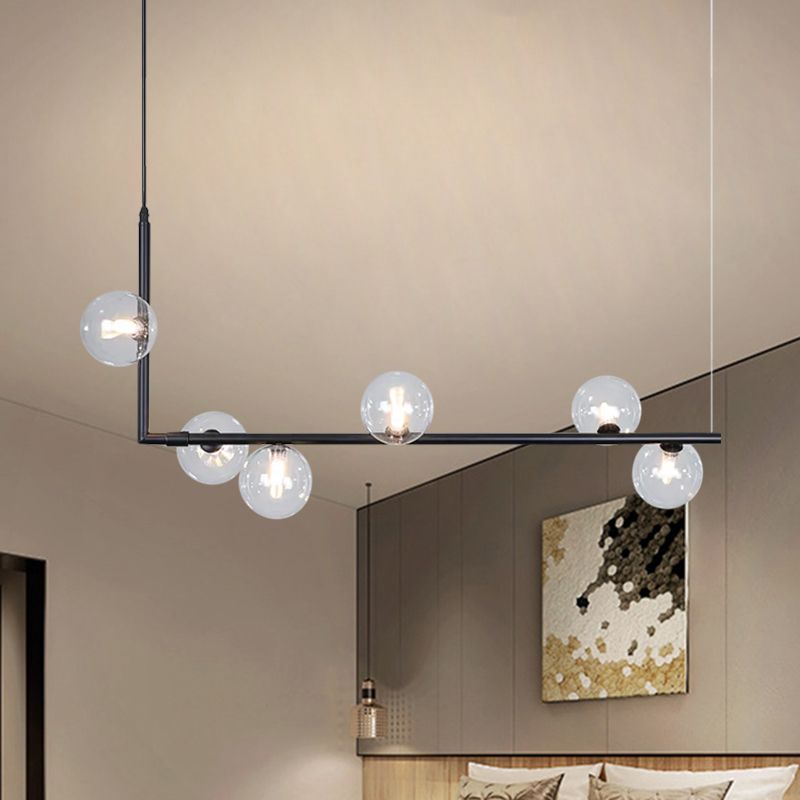 Valentina Minimalist Linear Pendant Light, Black & Gold, 6/8 Heads - Lumpaz
