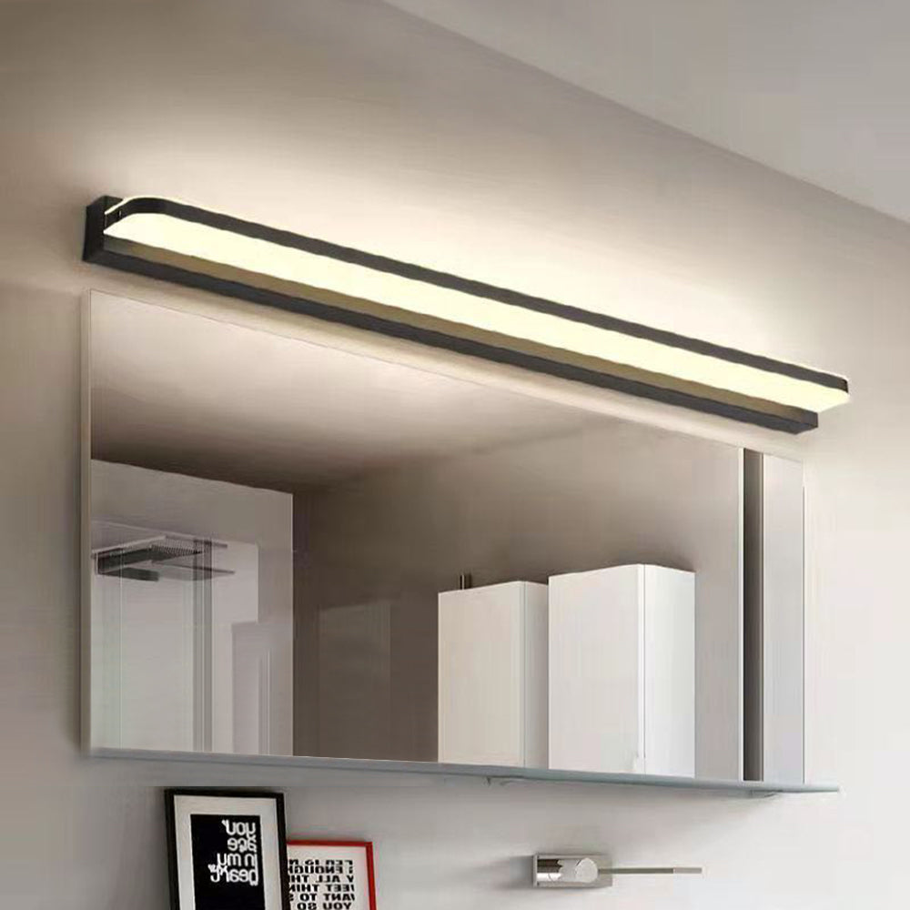 Leigh Nordic Linear Metal Mirror Front Wall Lamp, Chrome/Black - Lumpaz