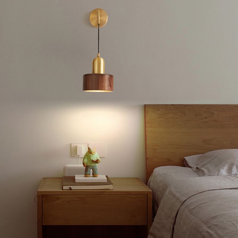 Ozawa Vintage Wooden Cylinder Wall Lamp - Lumpaz
