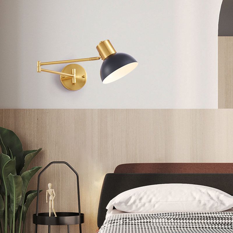 Freja Wall Lamp Modern, Metal Adjustable, Black/Gold, Bedroom - Lumpaz