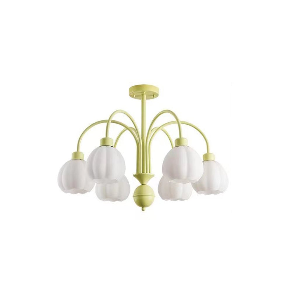 Lily Modern Pumpkin Metal Pendant Light,Green - Lumpaz