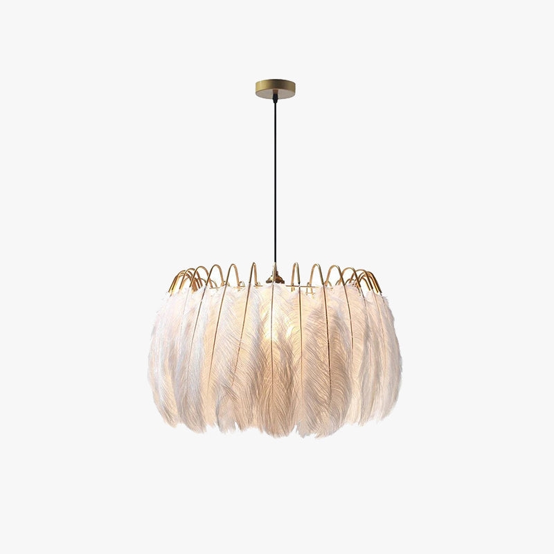 O'Moore Elegant Feather Pendant Light, Black/White, Bedroom/Living Room - Lumpaz