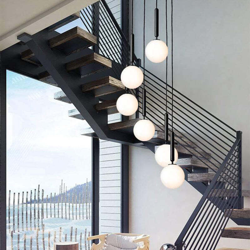 Valentina Modern Glass Ball Pendant Light, White/Clear - Lumpaz