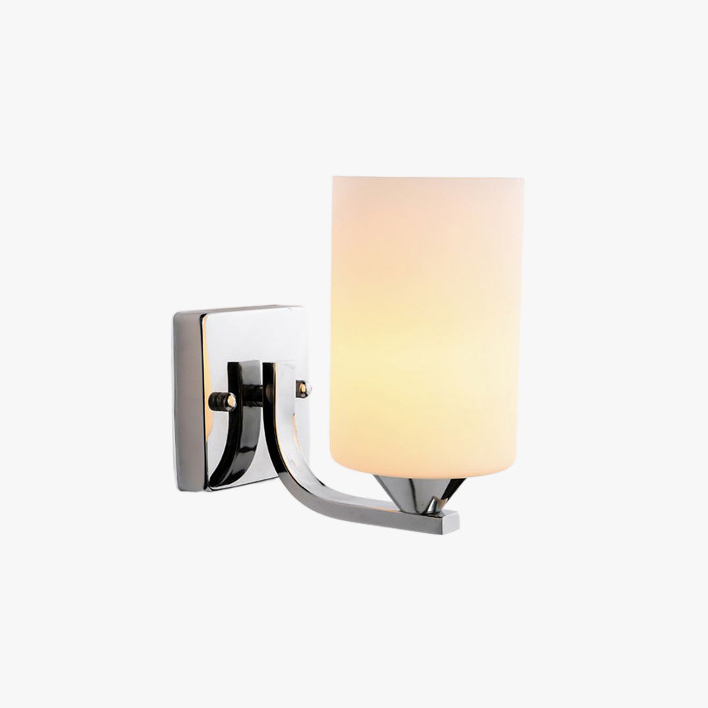 Eryn Minimalism Cylindrical Metal Glass Art Vanity Wall Lamp, Black/Chrome - Lumpaz