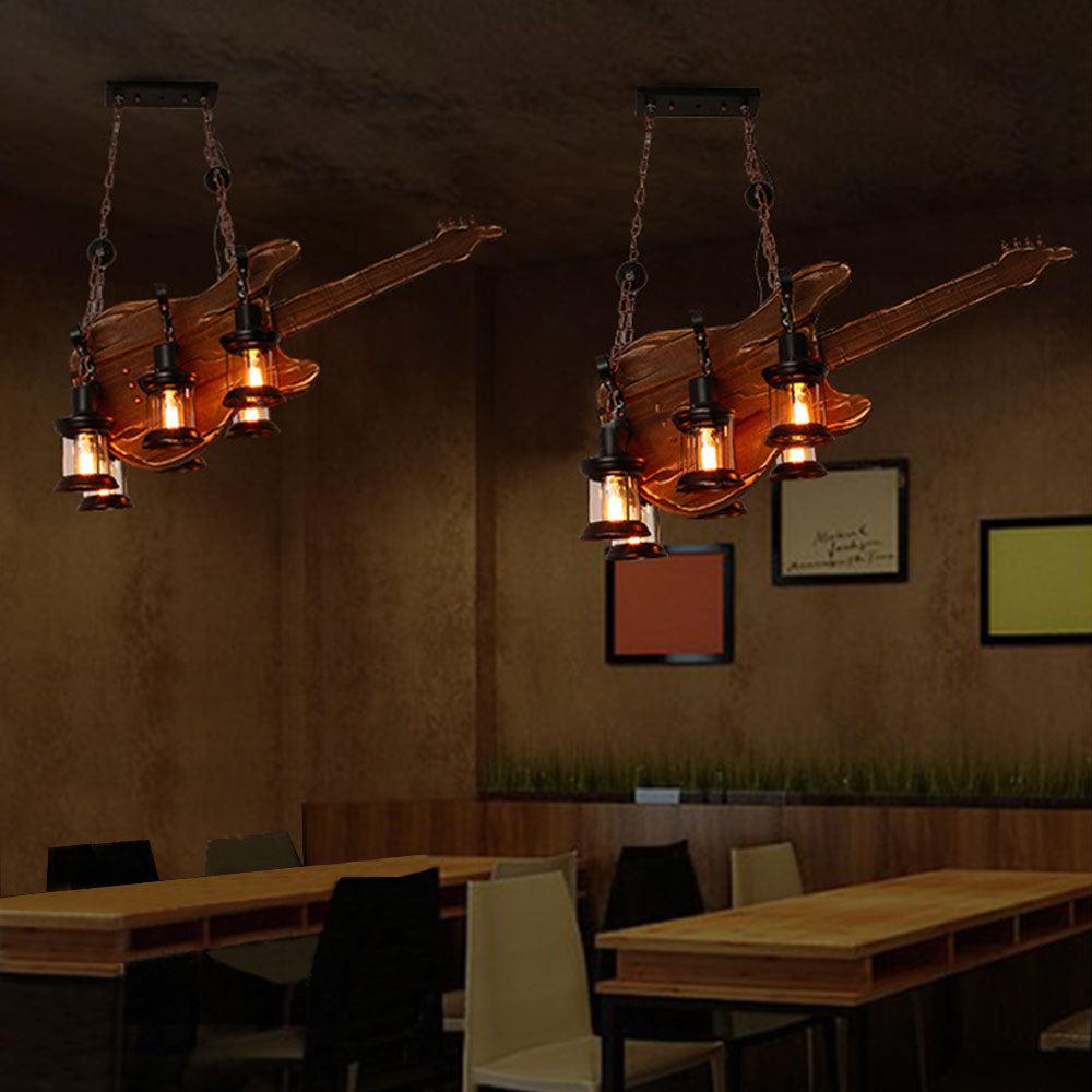 Austin Farmhouse Guitar Pendant Light, Metal/Wood, Walnut - Lumpaz