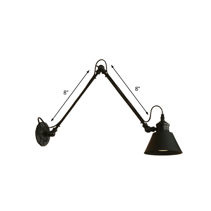 Brady Wall Lamp Conic Modern, Metal Adjustable, Black, Living Room - Lumpaz