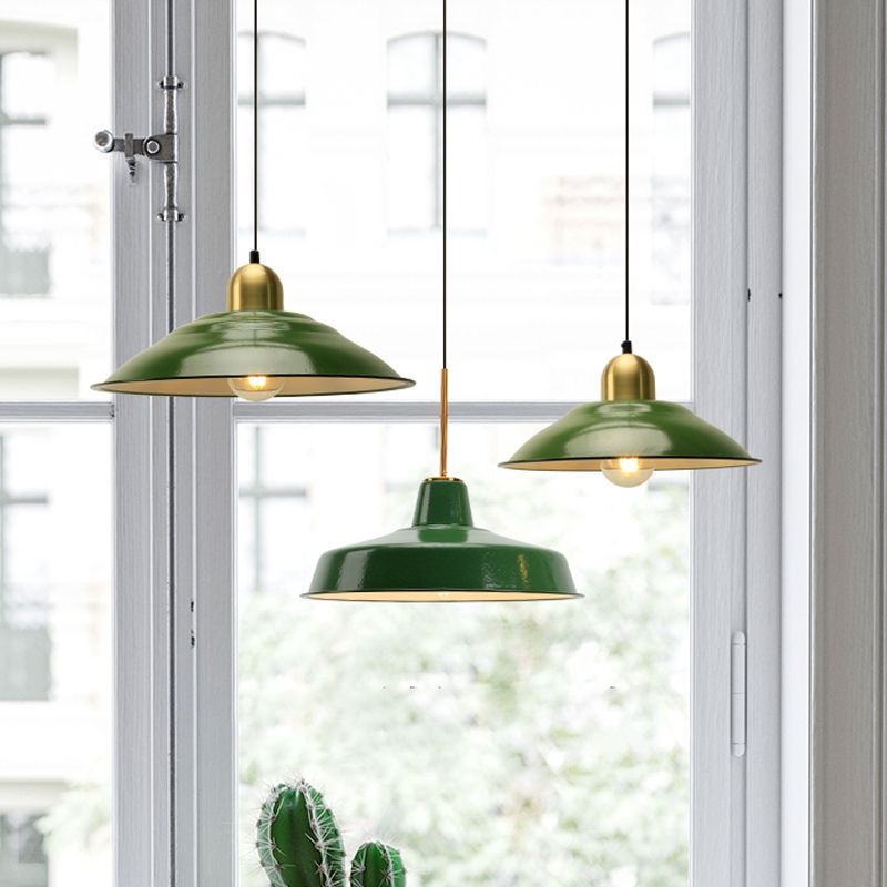 Cairns Vintage Metal Arched Pendant Light, Green - Lumpaz