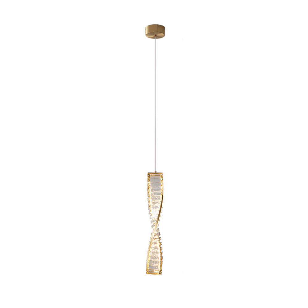Marilyn Modern Spiral Strip Metal Pendant Light, Black/Gold - Lumpaz