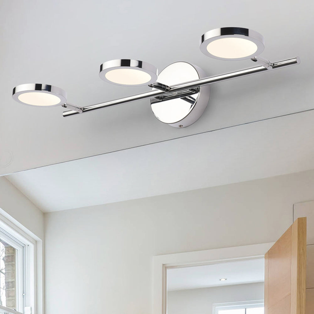 Leigh Modern Arc Wall Lamp, Silver, Metal/Acrylic, Front Mirror Vanity - Lumpaz