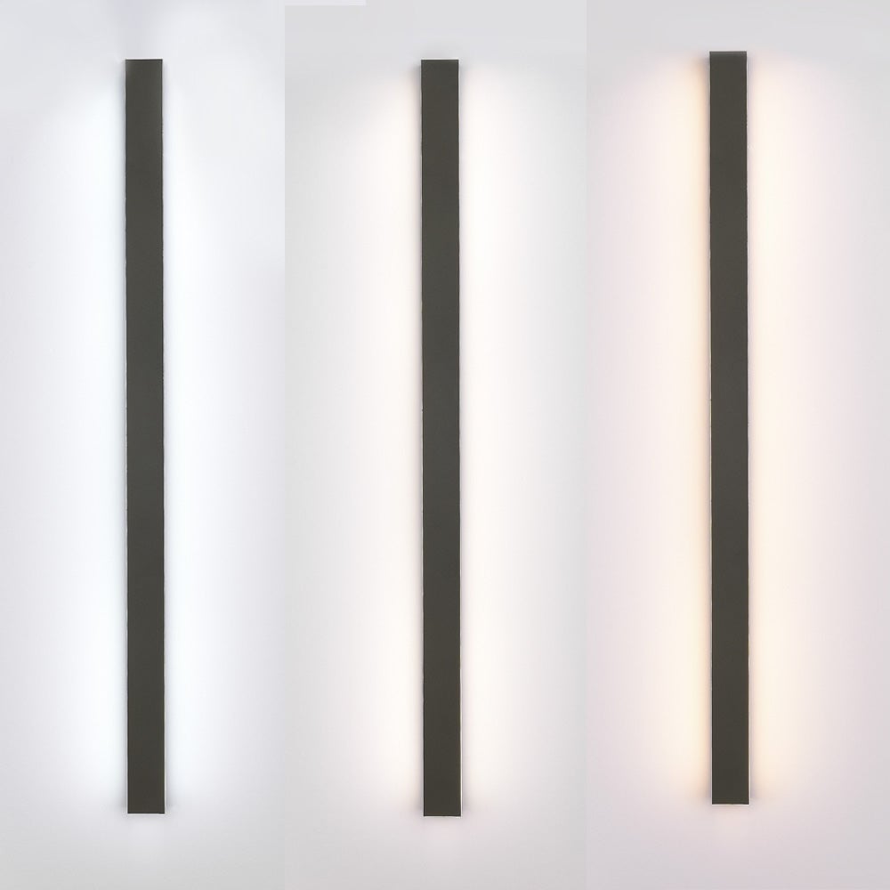 Edge Sleek Minimalist Rimless Linear Metal Outdoor Wall Light, Gray - Lumpaz