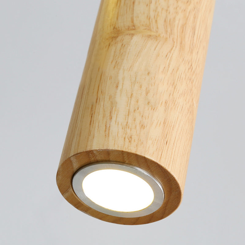 Ozawa Cylindrical Wood Pendant Light for Bedroom Kitchen Island - Lumpaz