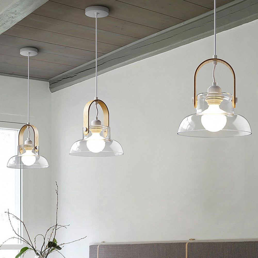 Hailie Minimalist Bowl Shaped Glass Pendant Light, Clear - Lumpaz
