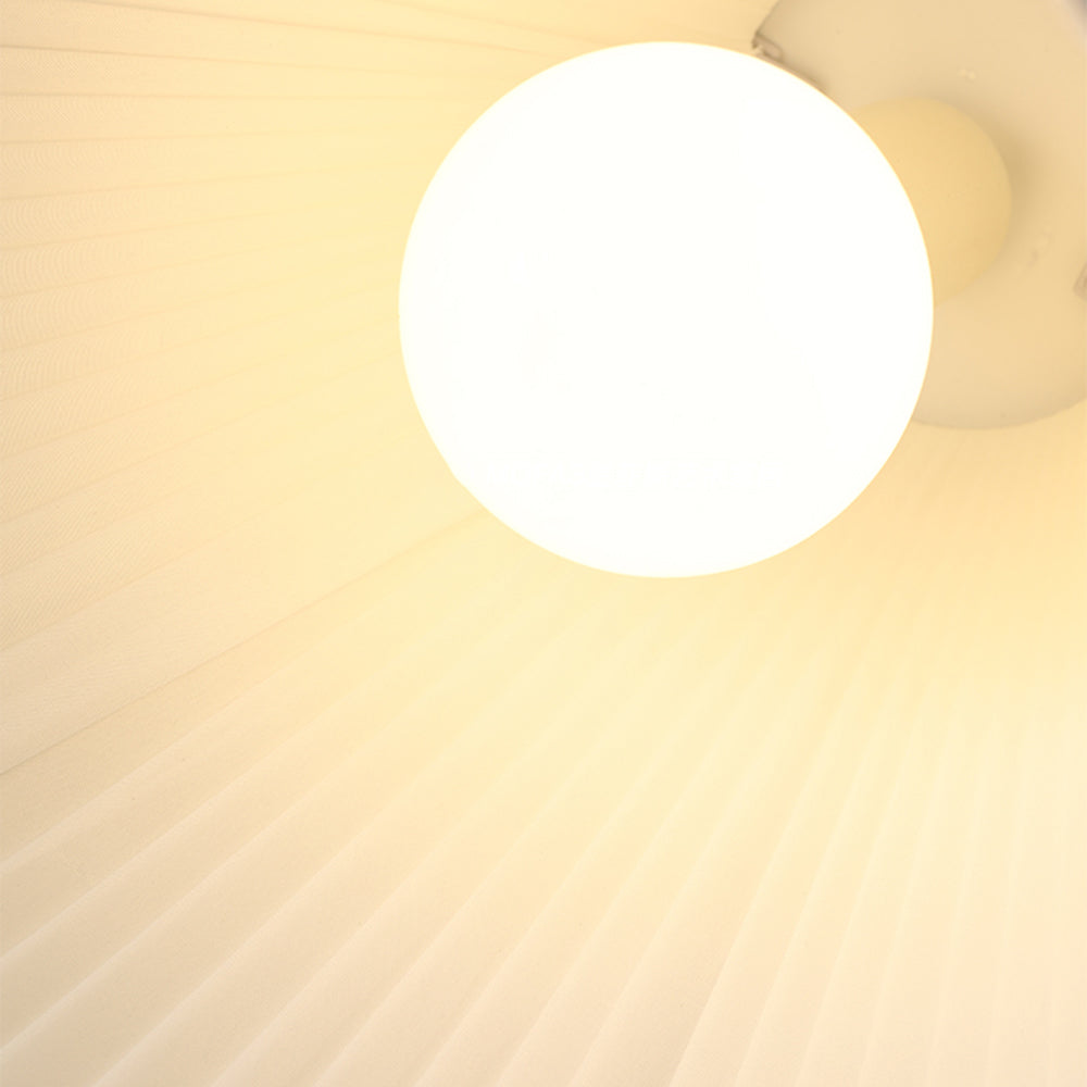 Renée Minimalist Double Overlap Fabric LED Pendant Light, White - Lumpaz