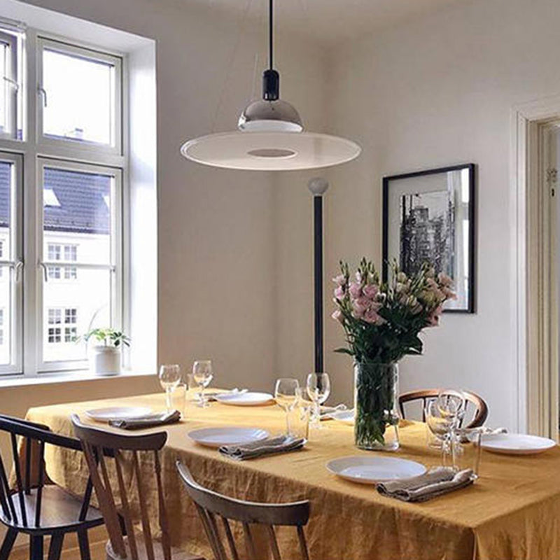 Levi Modern Minimalist Nordic Bell Metal/Acrylic Pendant Light, Chrome/Black - Lumpaz