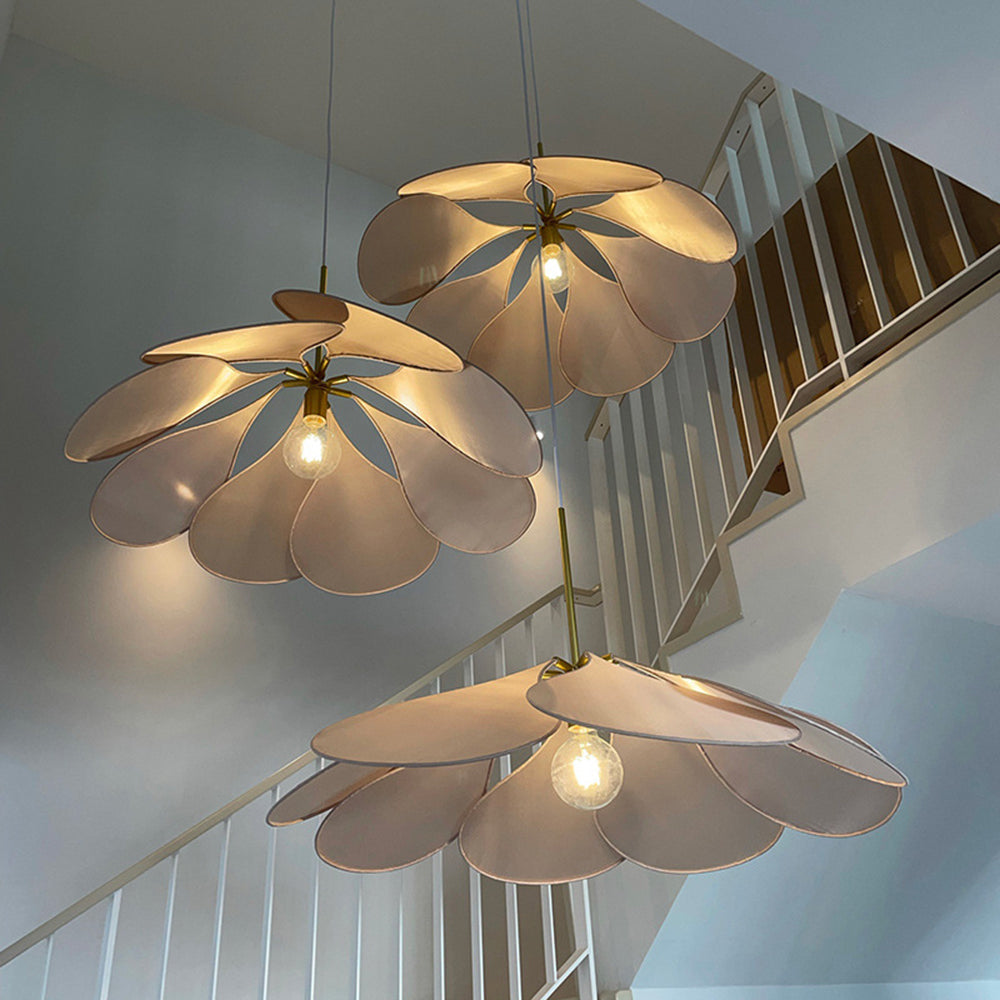 Renée Pendant Light Vintage Rustic Wabi Sabi, Fabric, White/Brown - Lumpaz