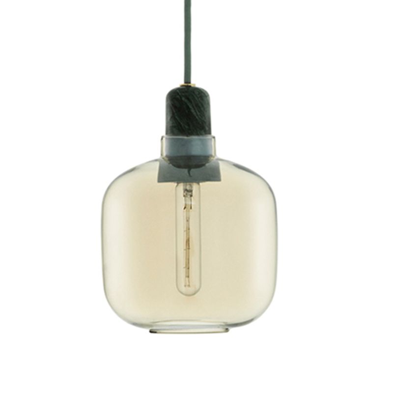 Hailie Designer Cylinder Pendant Light, Marble & Glass, 4.3"/6.7" - Lumpaz