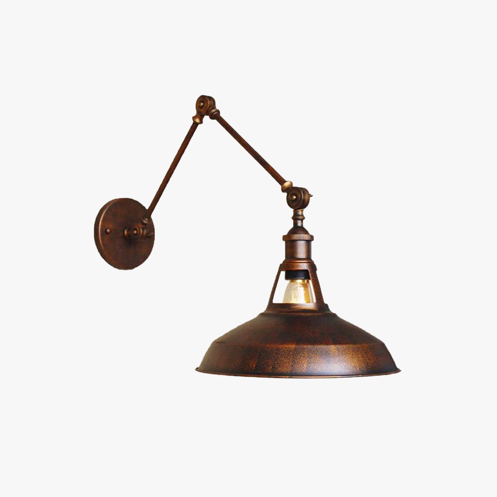 Brady Wall Lamp Dome Modern, Metal Adjustable, Black/Rust, Bedroom - Lumpaz