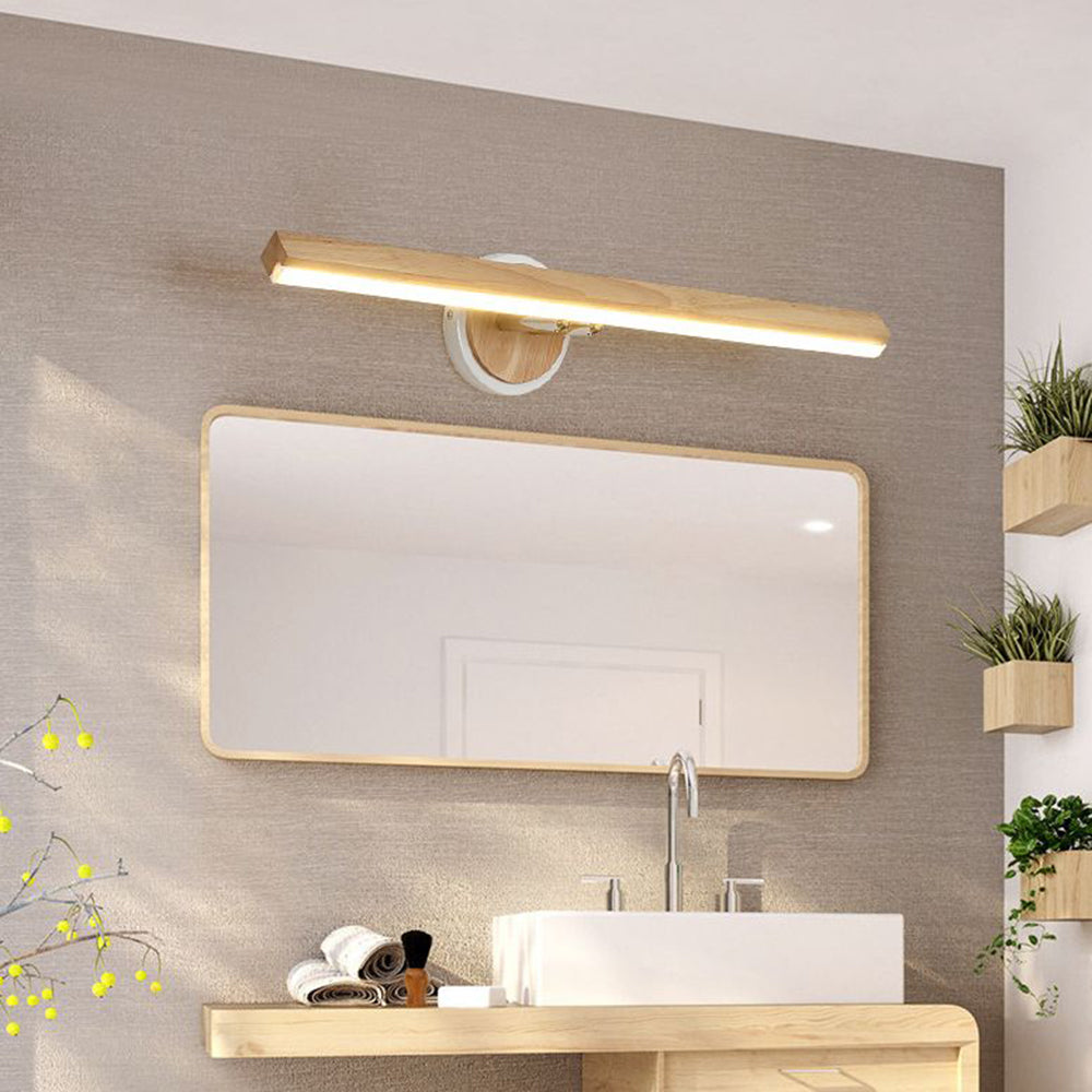 Ozawa Modern Linear Wooden Mirror Front Vanity Wall Lamp - Lumpaz