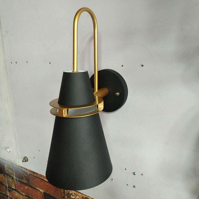 Morandi Modern Cone Metal Wall Lamp, Black/White/Blue - Lumpaz