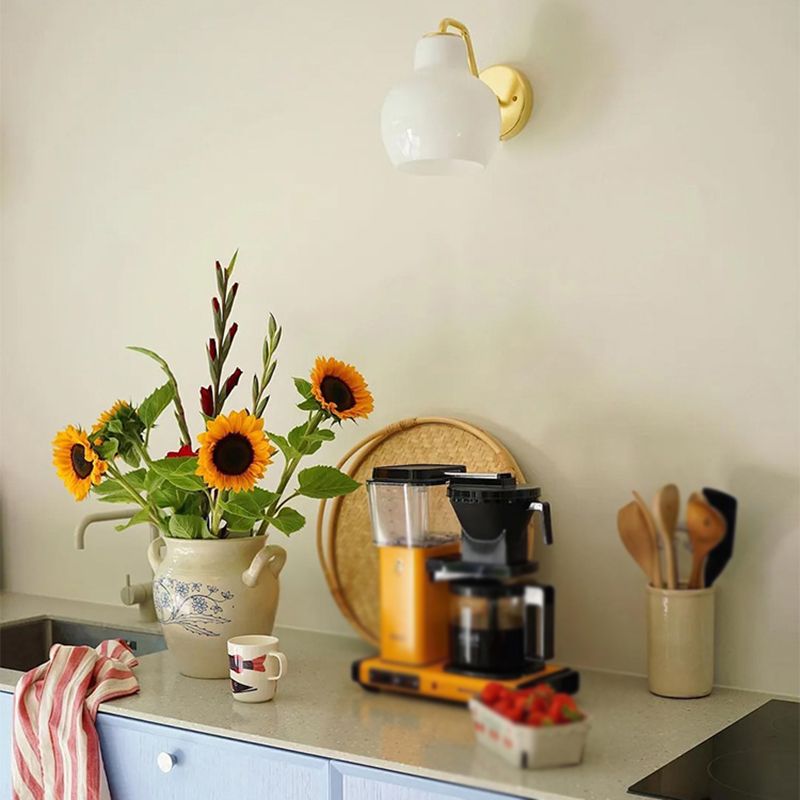 Lily Simple Dome Shape Vanity Wall Lamp, Metal/Glass - Lumpaz