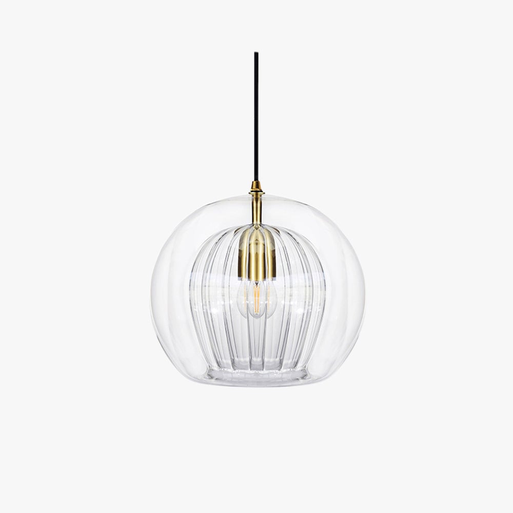 Hailie Nordic Glass Globe Pendant Light Clear/Amber Bedroom - Lumpaz