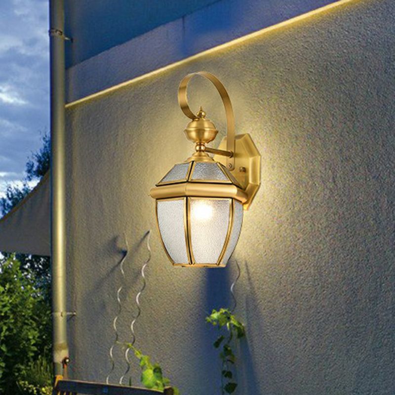 Alessio Vintage Lantern Metal Outdoor Wall Lamp, Gold - Lumpaz