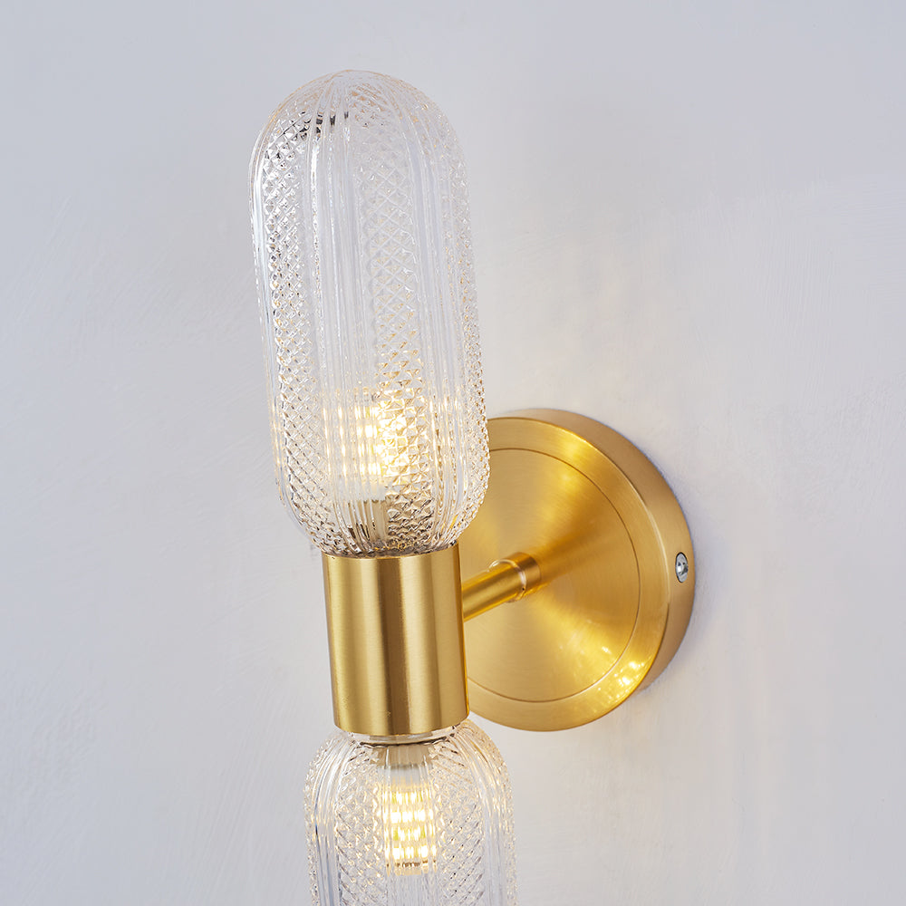 Hailie Luxury Globe Glass Vanity Wall Lamp, 2 Light, Bedroom - Lumpaz