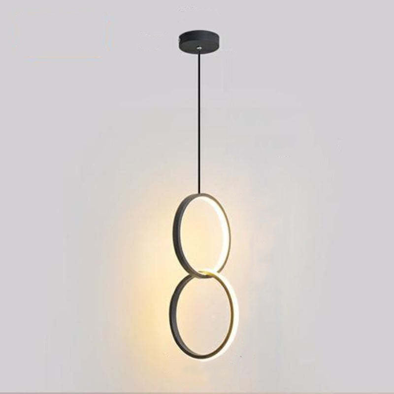 Nyla Modern Minimalist LED Hanging Pendant Lights Black White Bedroom - Lumpaz