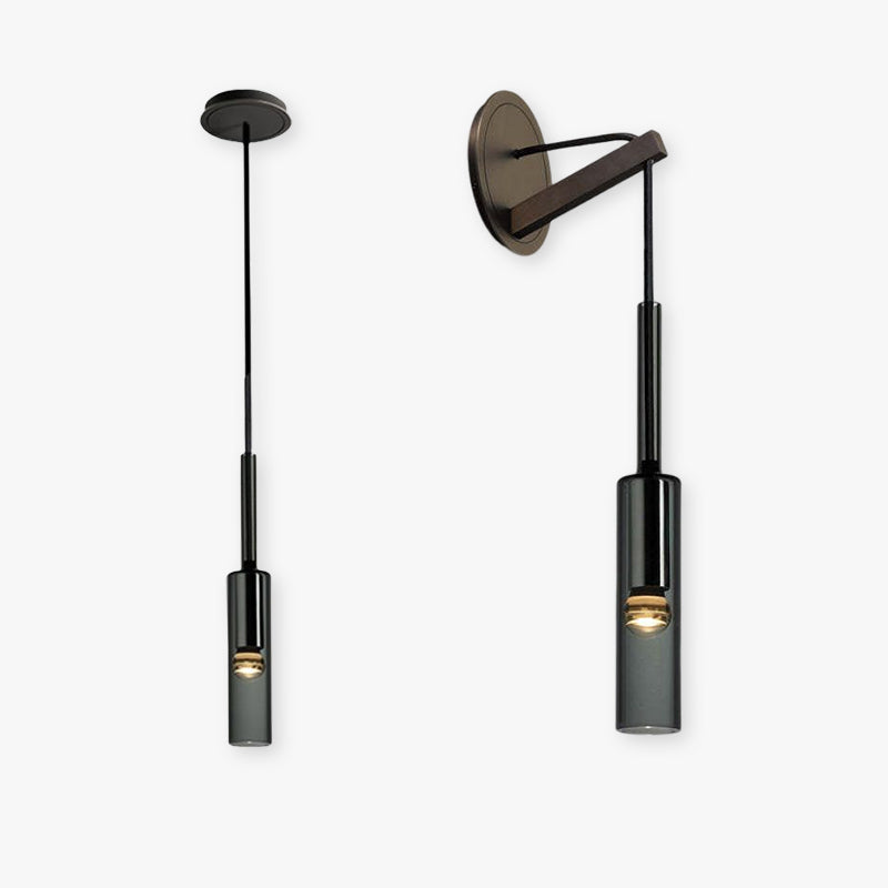 Sanna Modern Glass/Metal Pendant light/Wall Lamp, Black - Lumpaz